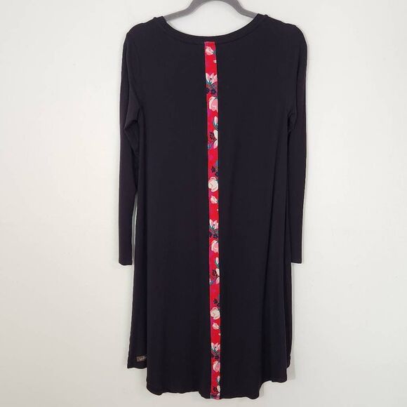 Matilda Jane Black Long Sleeve Shift Dress with Red Floral Panel Size Small - Picture 4 of 8